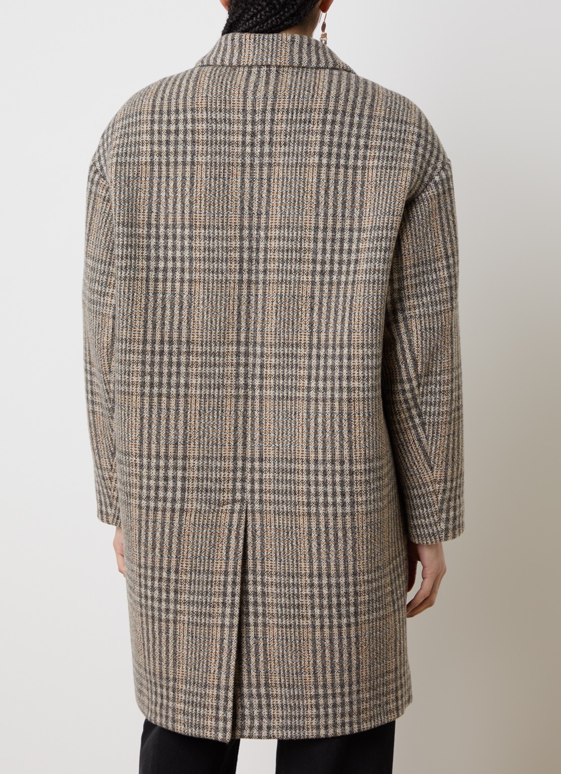 Isabel Marant Limiza mantel van wol met klepzakken - achterkant donkerbeige