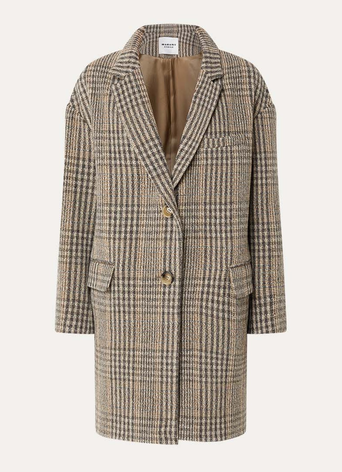Isabel Marant Limiza mantel van wol met klepzakken - voorkant 2 donkerbeige
