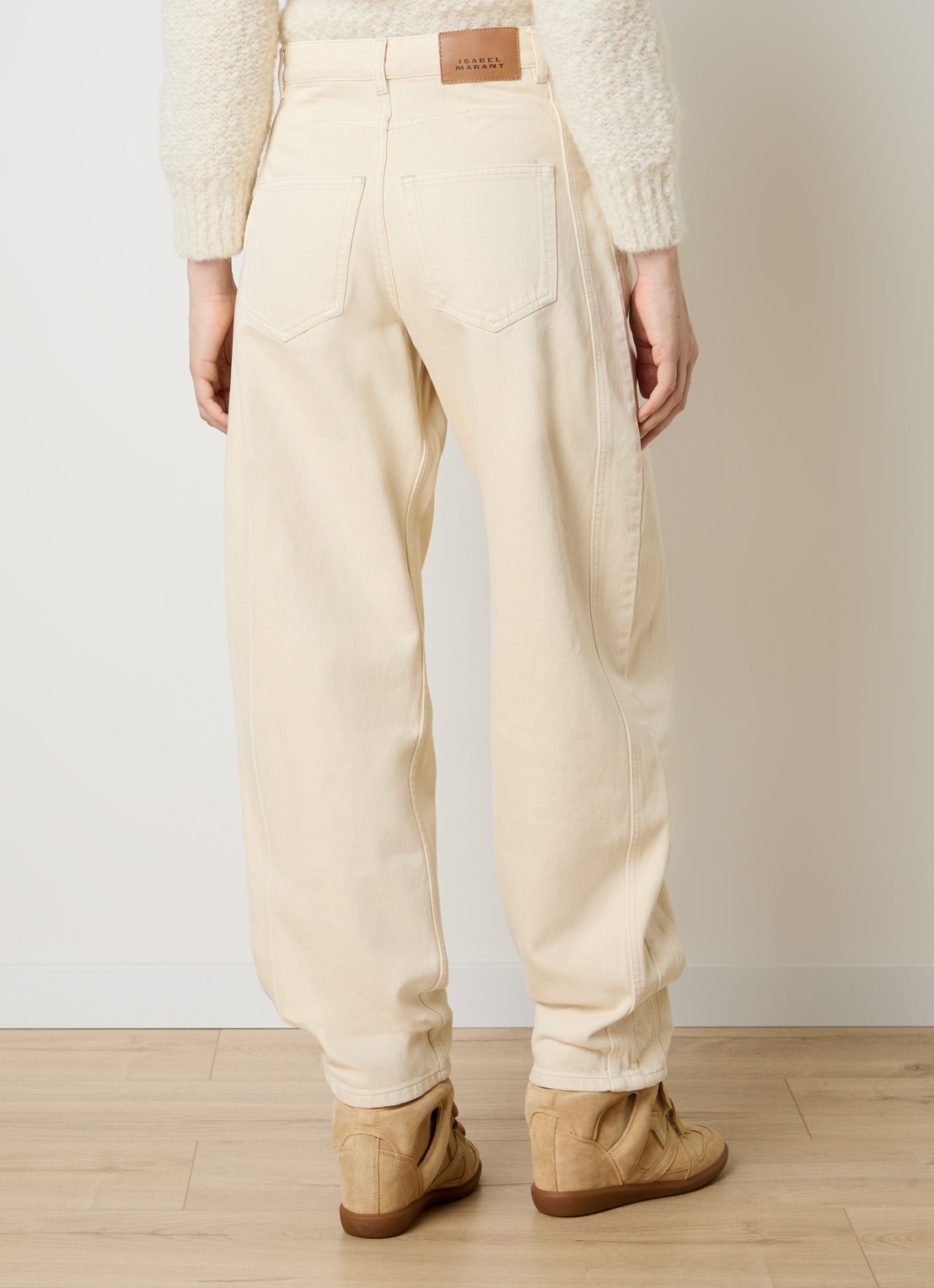 Isabel Marant Lisha high waist tapered jeans met gekleurde wassing - achterkant 3 beige