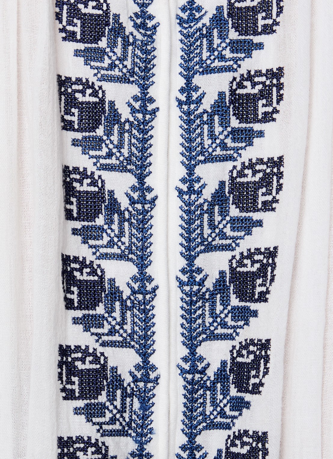 Isabel Marant Liviane maxi tuniekjurk met strikceintuur en borduring - detail 3 gebroken wit