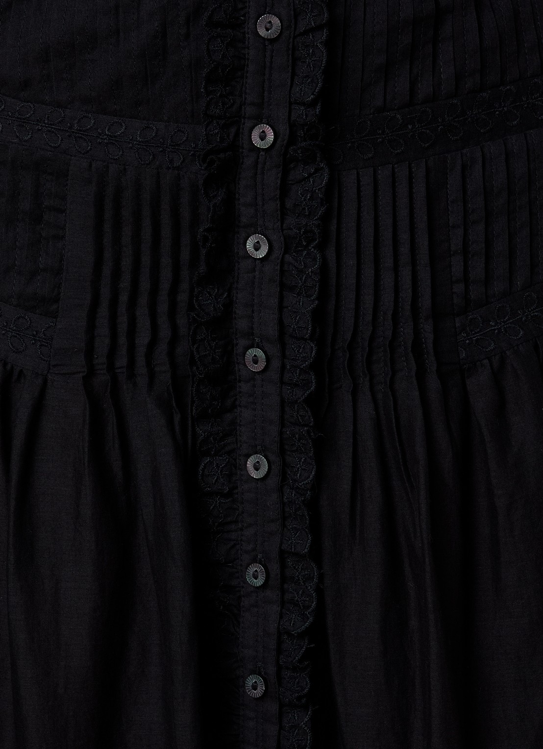 Isabel Marant Loraine maxi rok met borduring en volant - detail 3 zwart