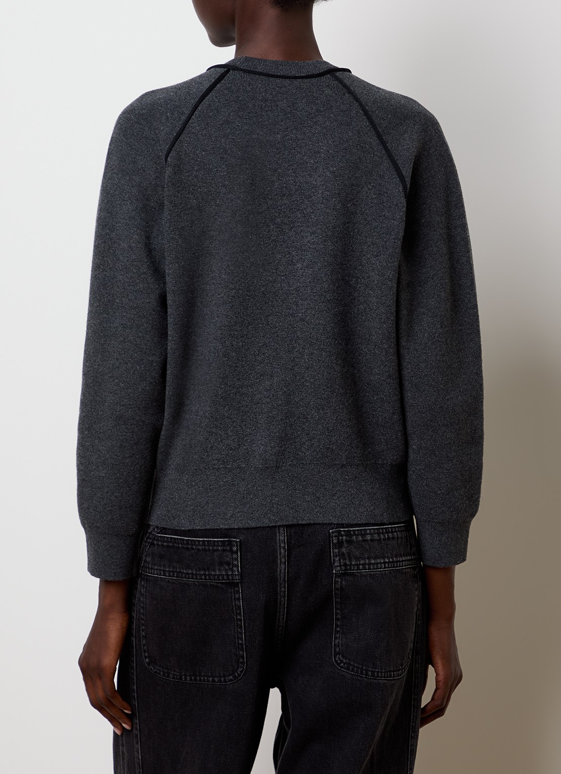Isabel Marant Loriby sweater in wolblend met logo - achterkant 5 antraciet