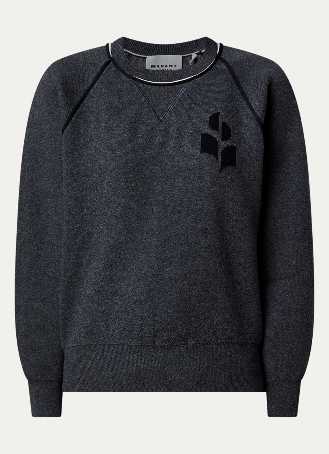 Isabel Marant Loriby sweater in wolblend met logo - voorkant 3 antraciet