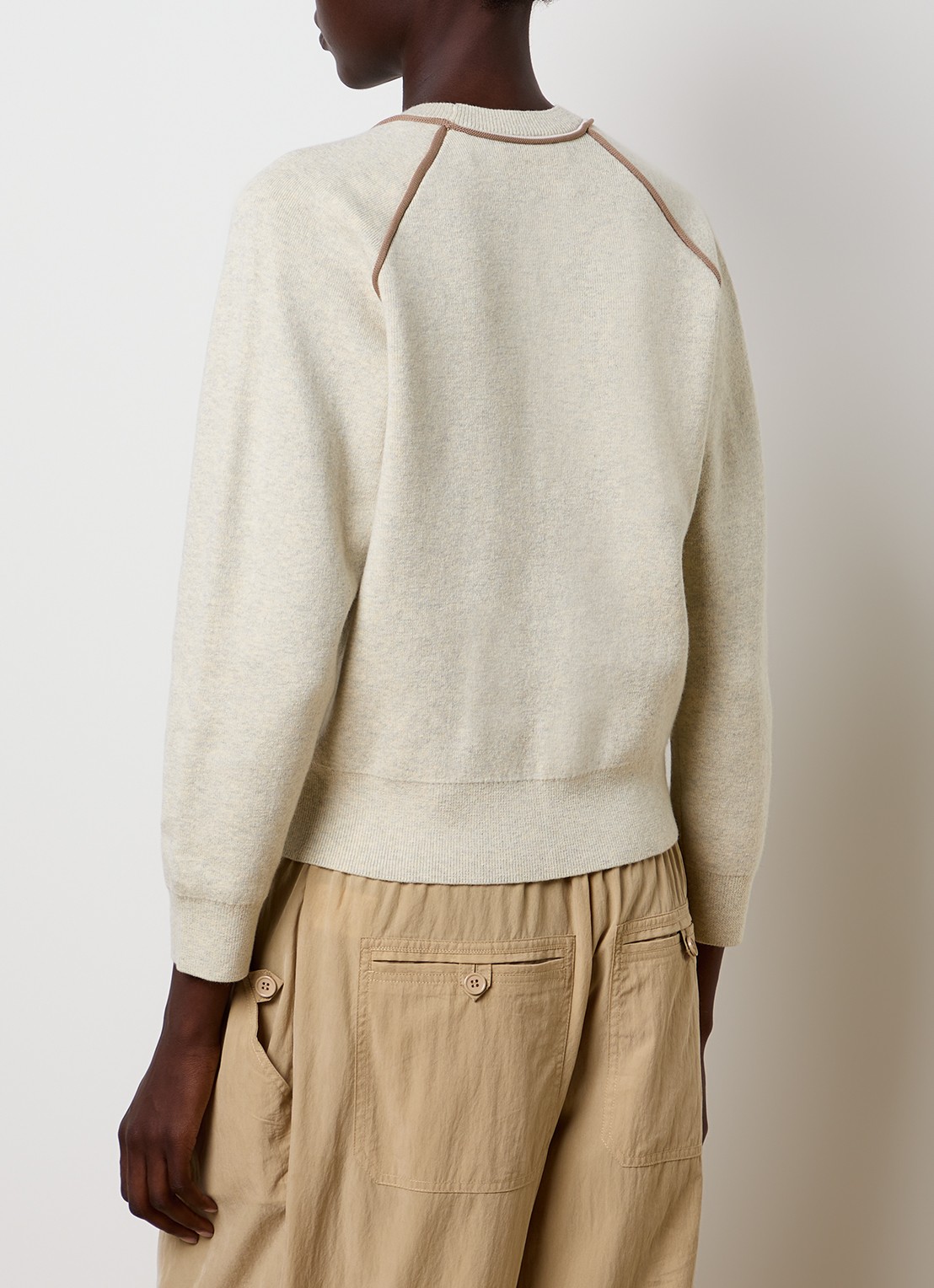Isabel Marant Loriby sweater in wolblend met logo - achterkant 3 khaki