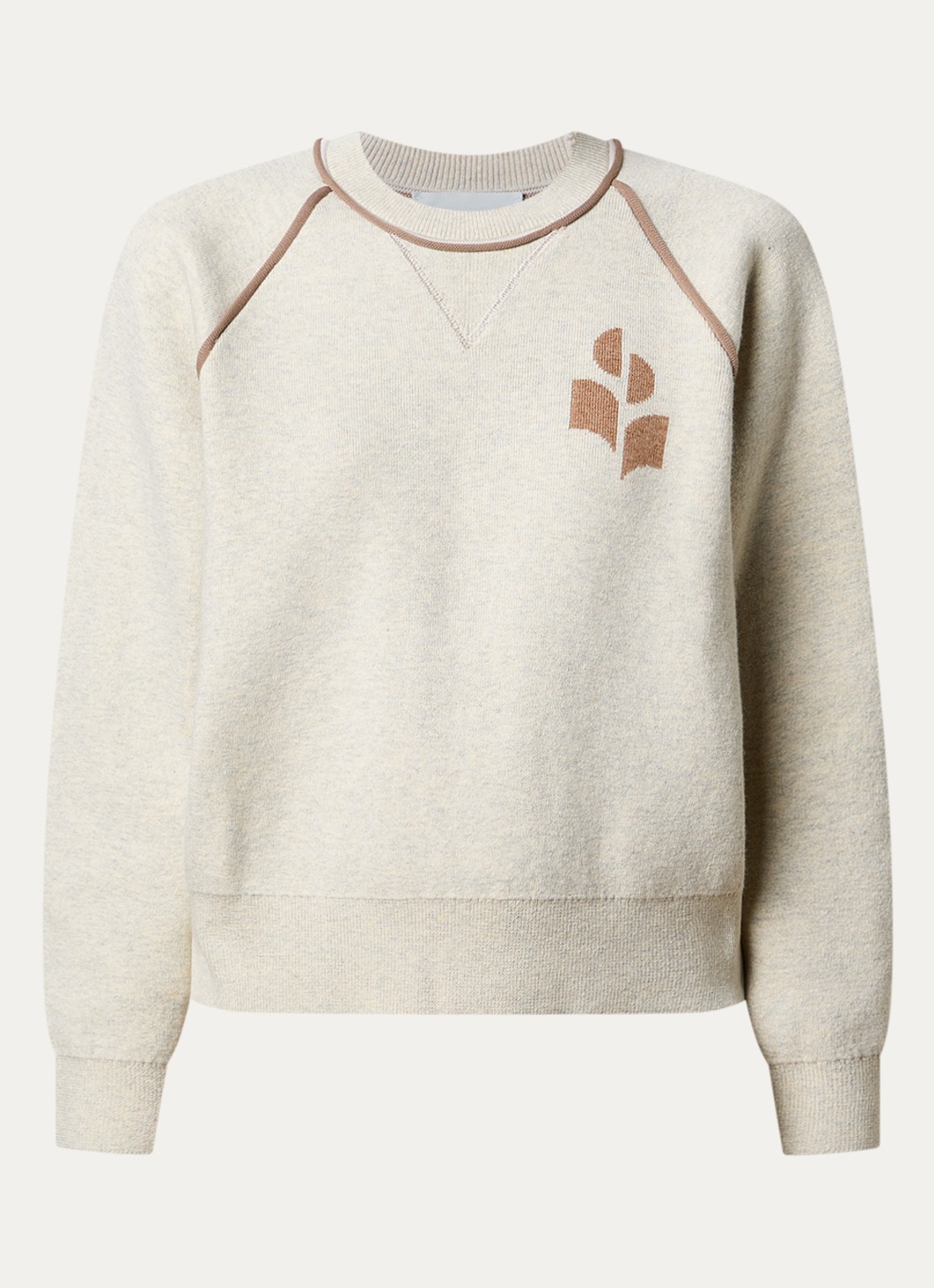 Isabel Marant Loriby sweater in wolblend met logo - voorkant khaki