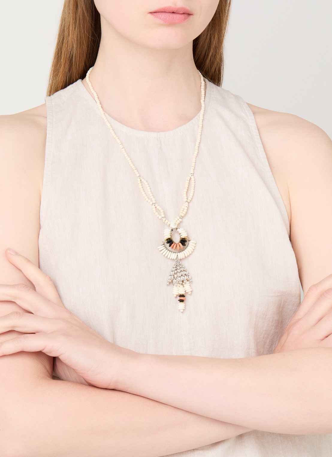 Isabel Marant Lyna kralenketting - voorkant 2 gebroken wit