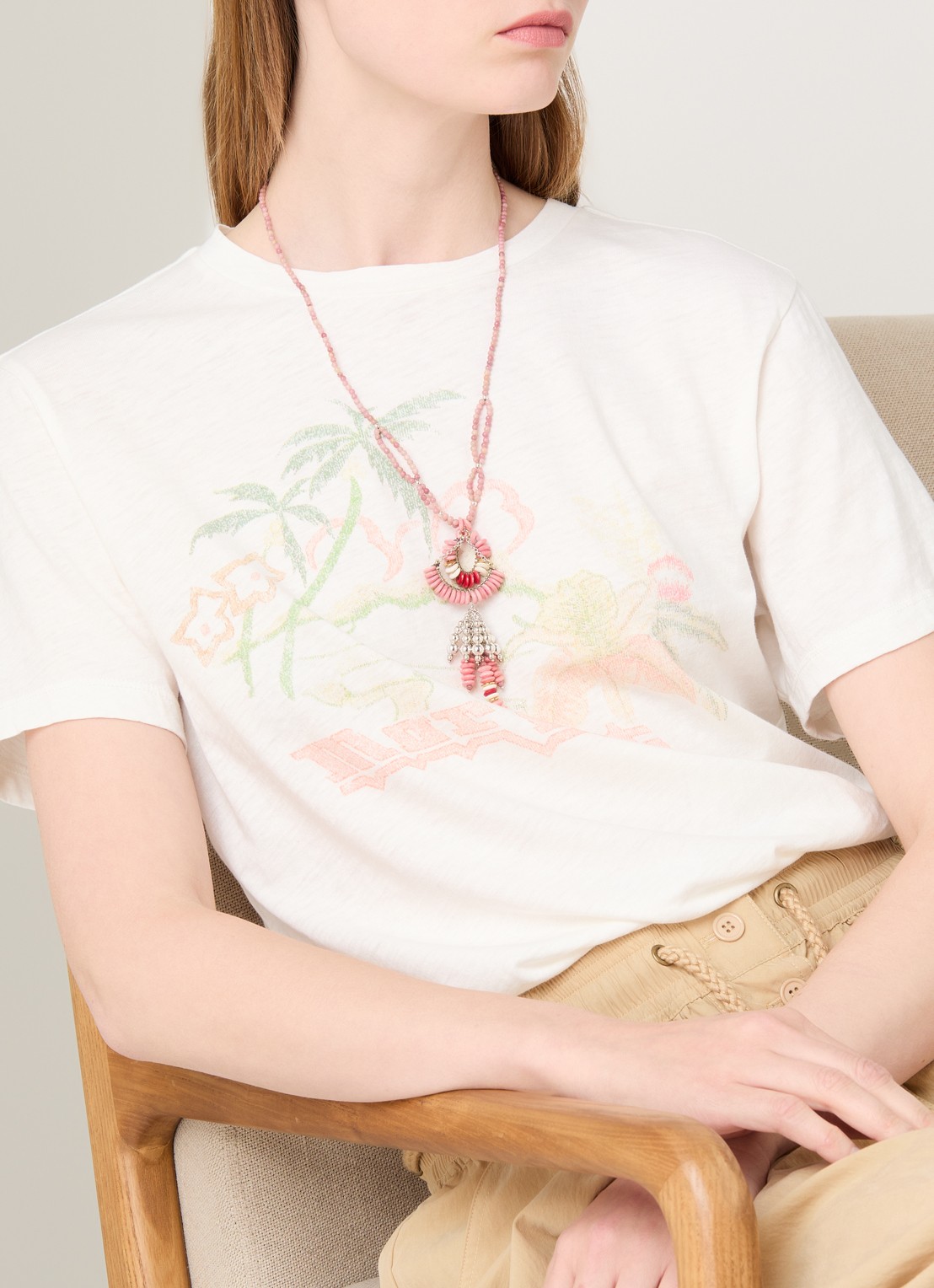 Isabel Marant Lyna kralenketting - voorkant 6 roze