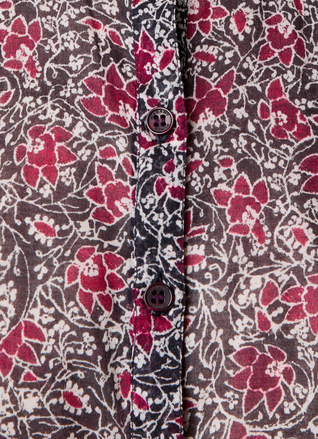 Isabel Marant Maria tuniek met bloemenprint - detail 2 cranberryrood