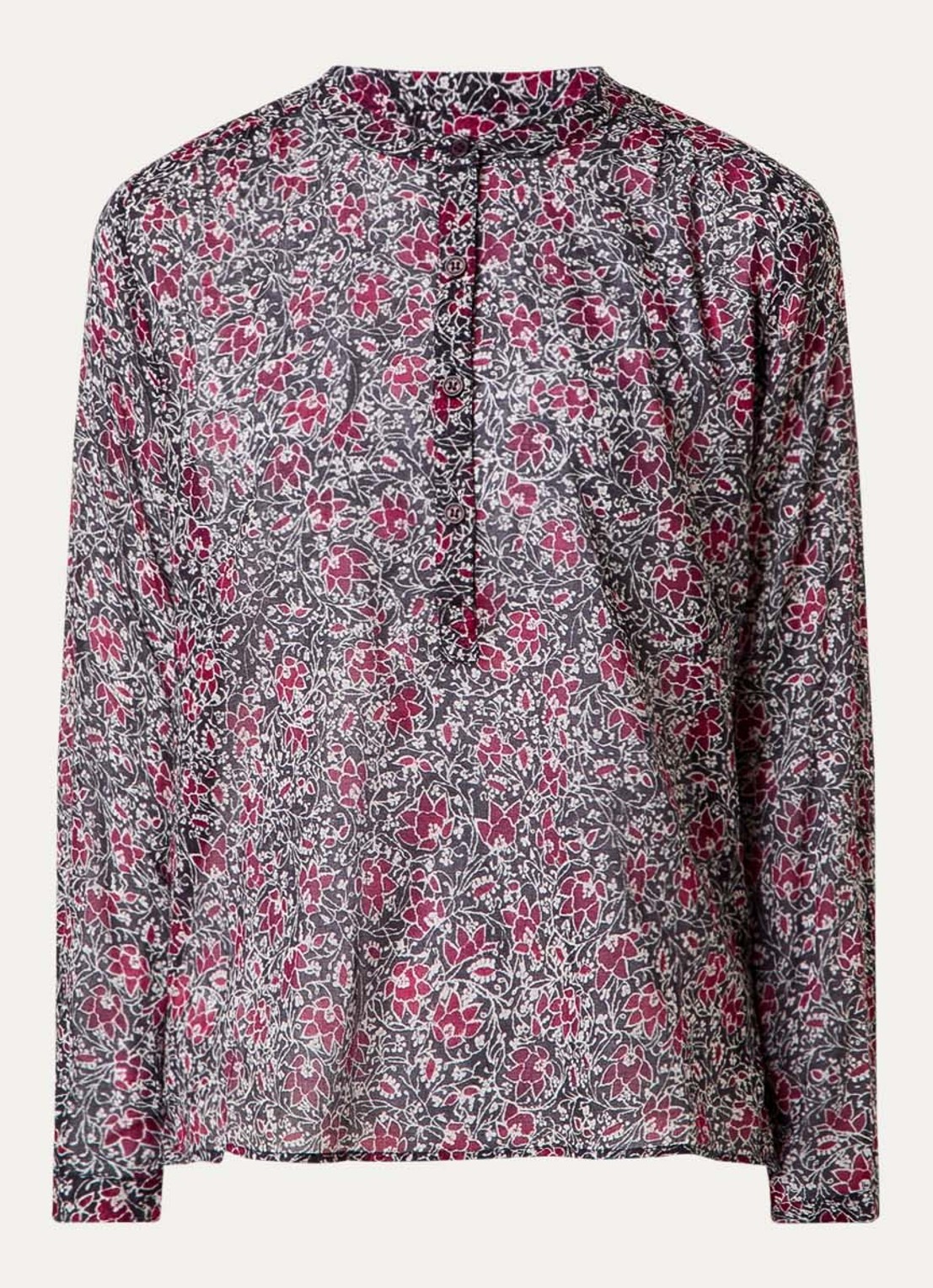 Isabel Marant Maria tuniek met bloemenprint - voorkant 4 cranberryrood
