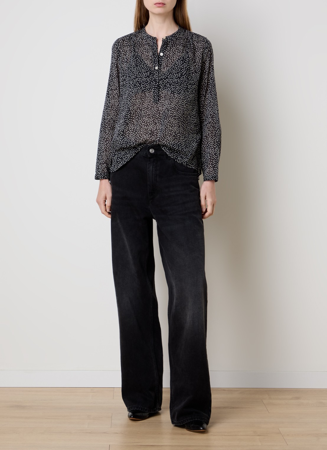 Isabel Marant Maria tuniek met stippenprint - voorkant 5 zwart
