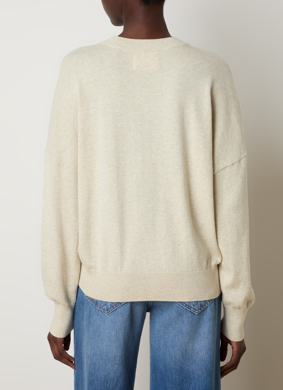 Isabel Marant Marisans fijngebreide pullover in wolblend met ingebreid logo  - achterkant gebroken wit