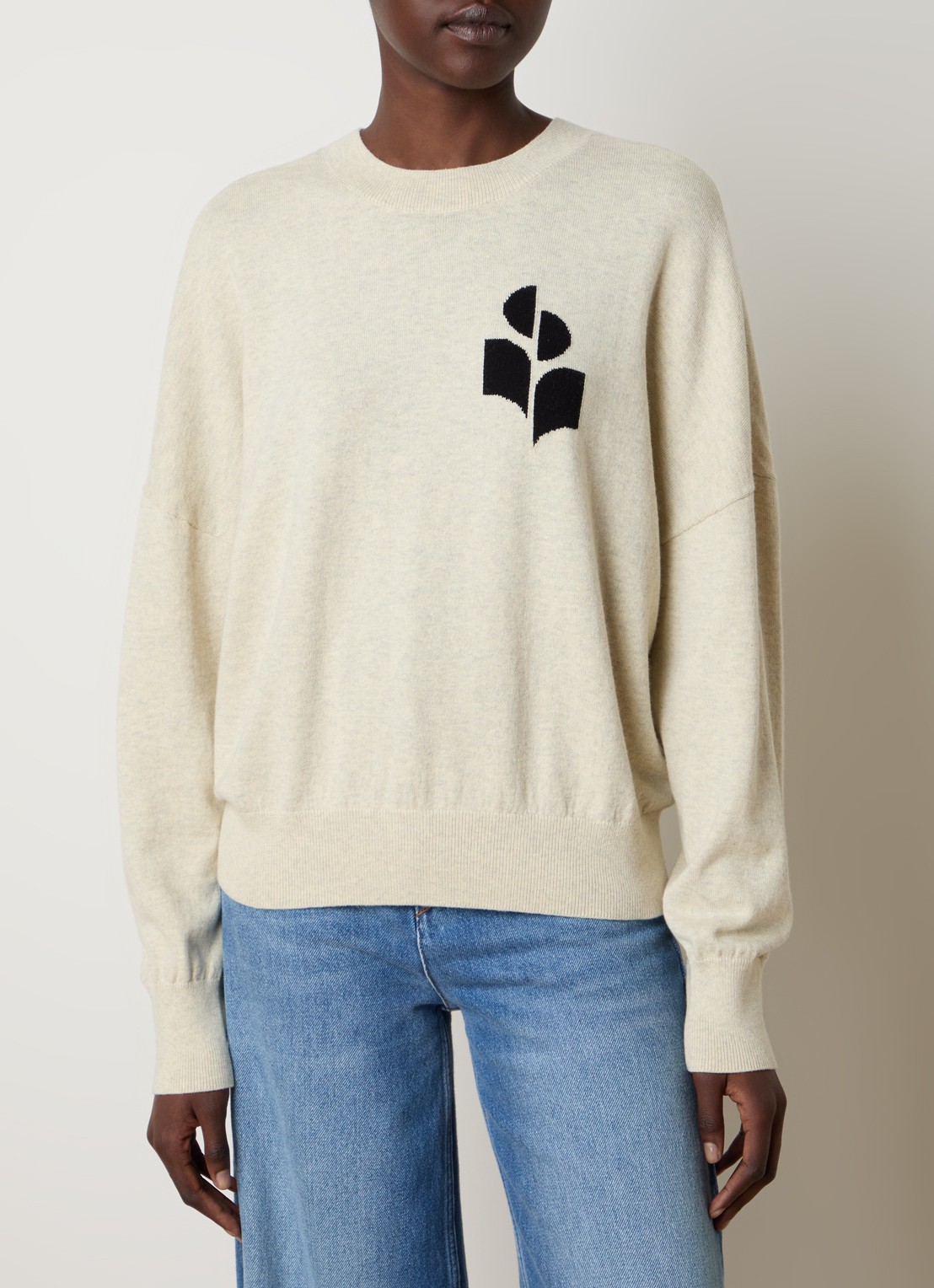 Isabel Marant Marisans fijngebreide pullover in wolblend met ingebreid logo  - detail 2 gebroken wit
