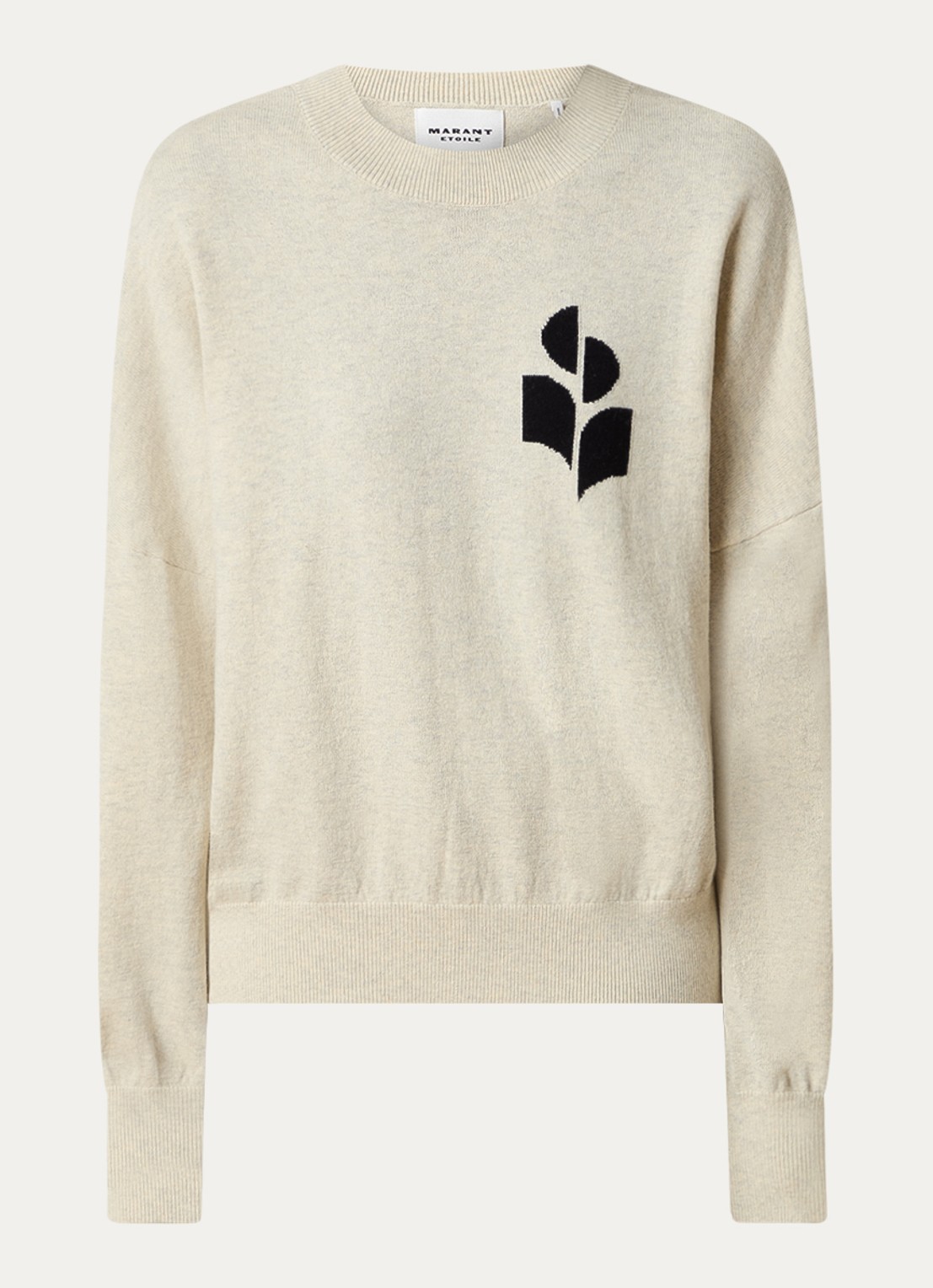 Isabel Marant Marisans fijngebreide pullover in wolblend met ingebreid logo  - voorkant 4 gebroken wit