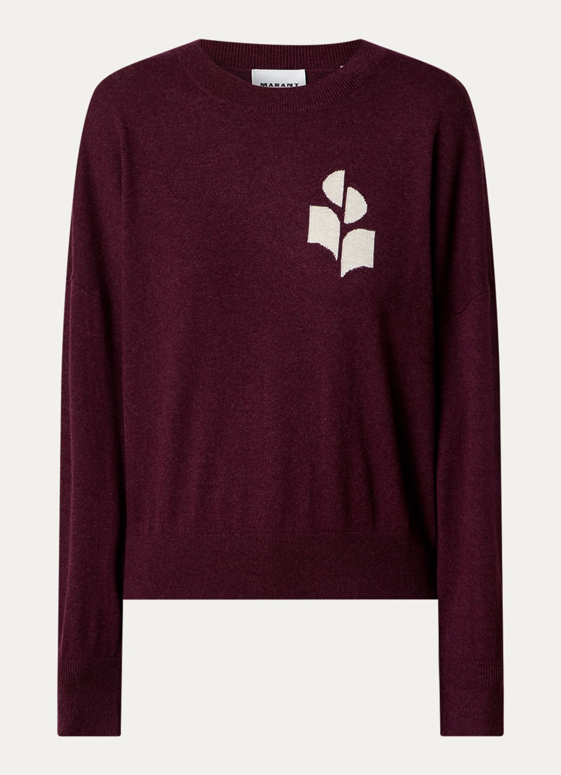 Isabel Marant Marisans fijngebreide pullover in wolblend met ingebreid logo  - voorkant 4 aubergine