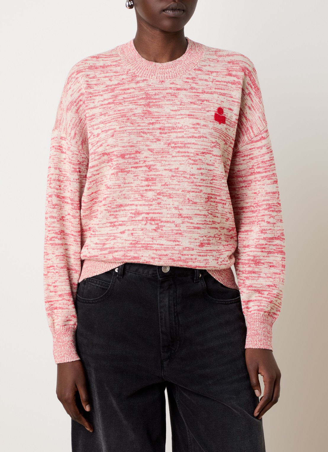Isabel Marant Masan grofgebreide trui in wolblend met gemêleerd dessin - detail 2 rood