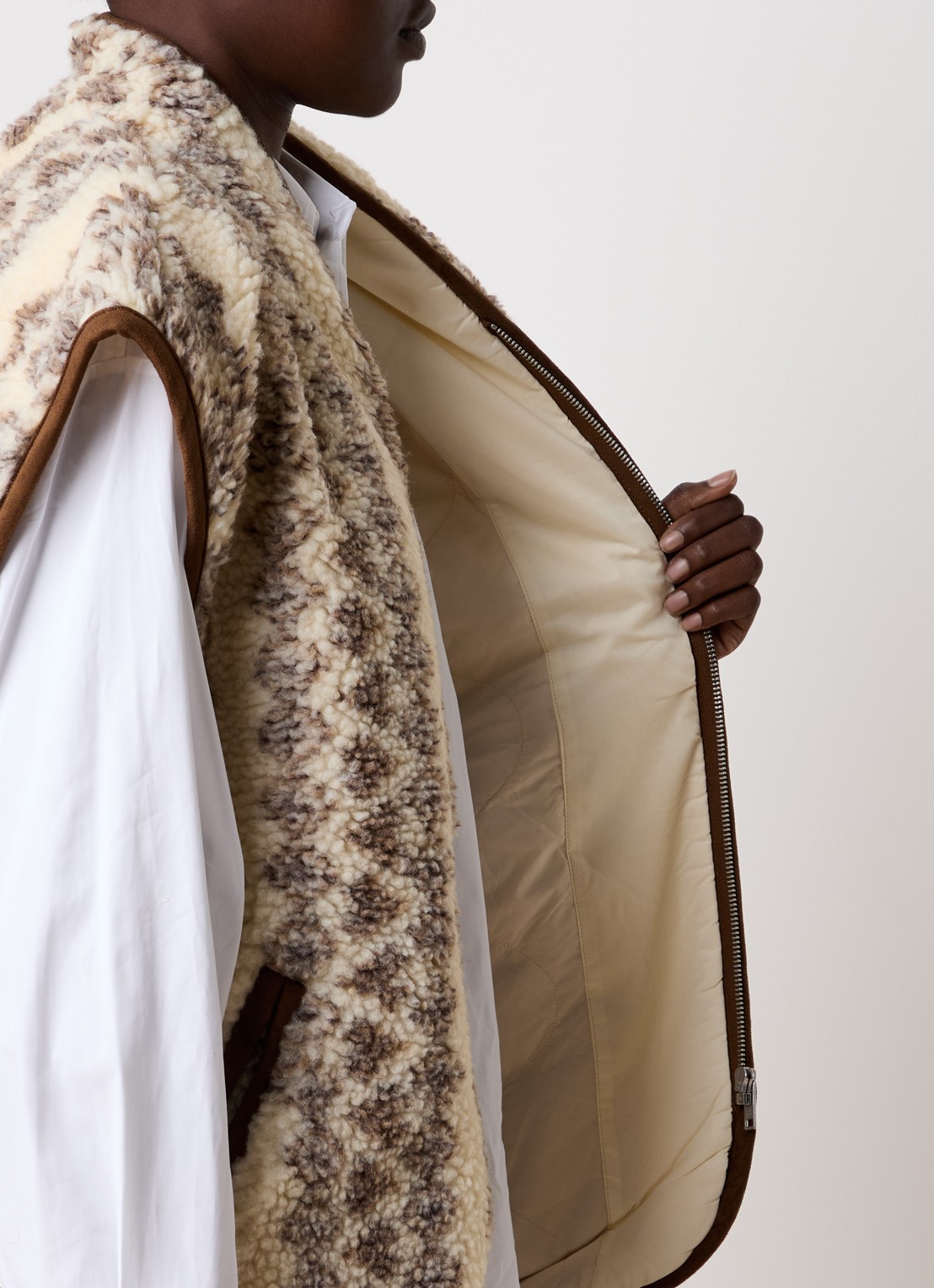 Isabel Marant Maximilia gilet in wolblend met steekzakken - detail 4 beige