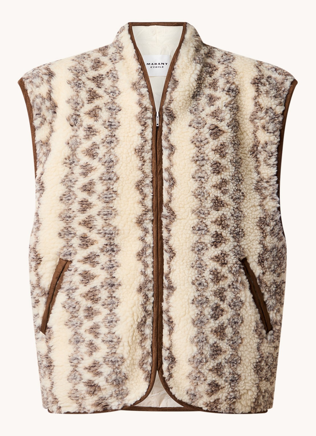 Isabel Marant Maximilia gilet in wolblend met steekzakken - voorkant beige