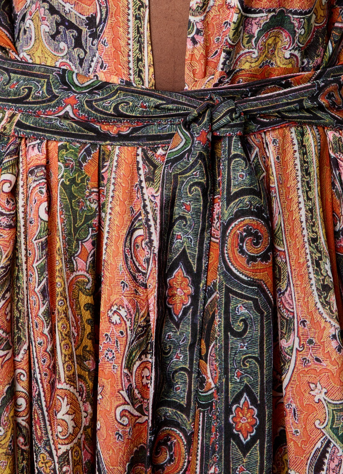 Isabel Marant Melissa maxi tuniekjurk van zijde - detail 2 orange