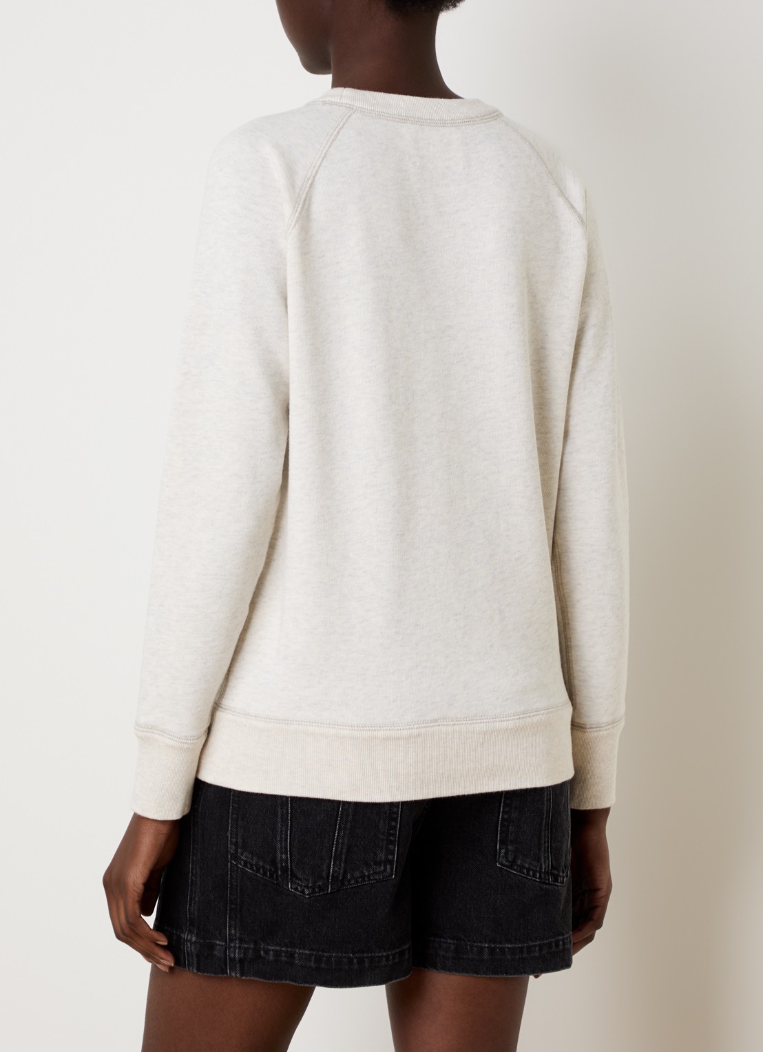Isabel Marant Milly sweater met gemêleerd dessin en flock logoprint - achterkant grijsmele