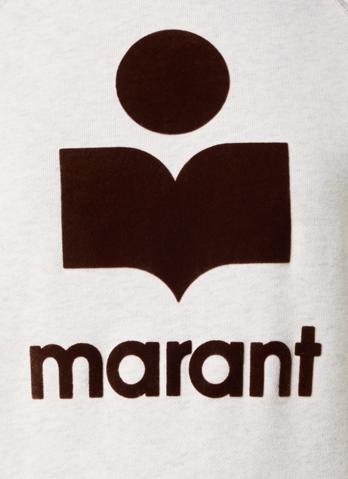 Isabel Marant Milly sweater met gemêleerd dessin en flock logoprint - detail 3 grijsmele
