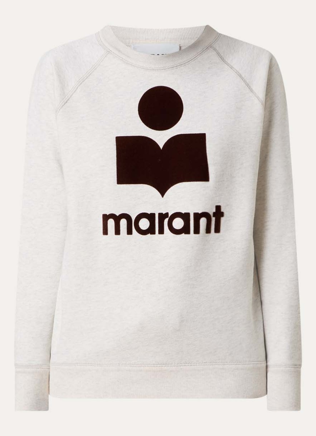 Isabel Marant Milly sweater met gemêleerd dessin en flock logoprint - voorkant 4 grijsmele