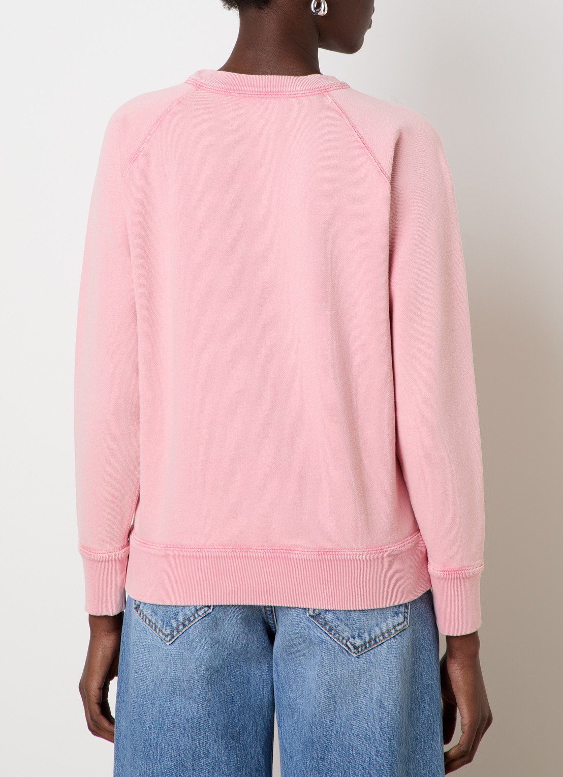 Isabel Marant Milly sweater met gemêleerd dessin en flock logoprint - achterkant zalmroze