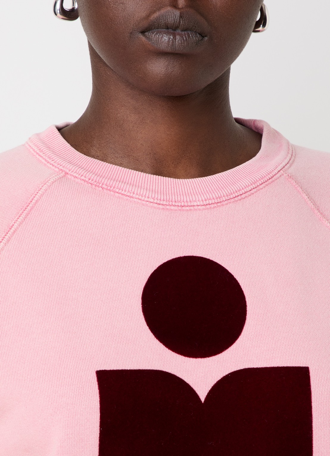 Isabel Marant Milly sweater met gemêleerd dessin en flock logoprint - detail 5 zalmroze