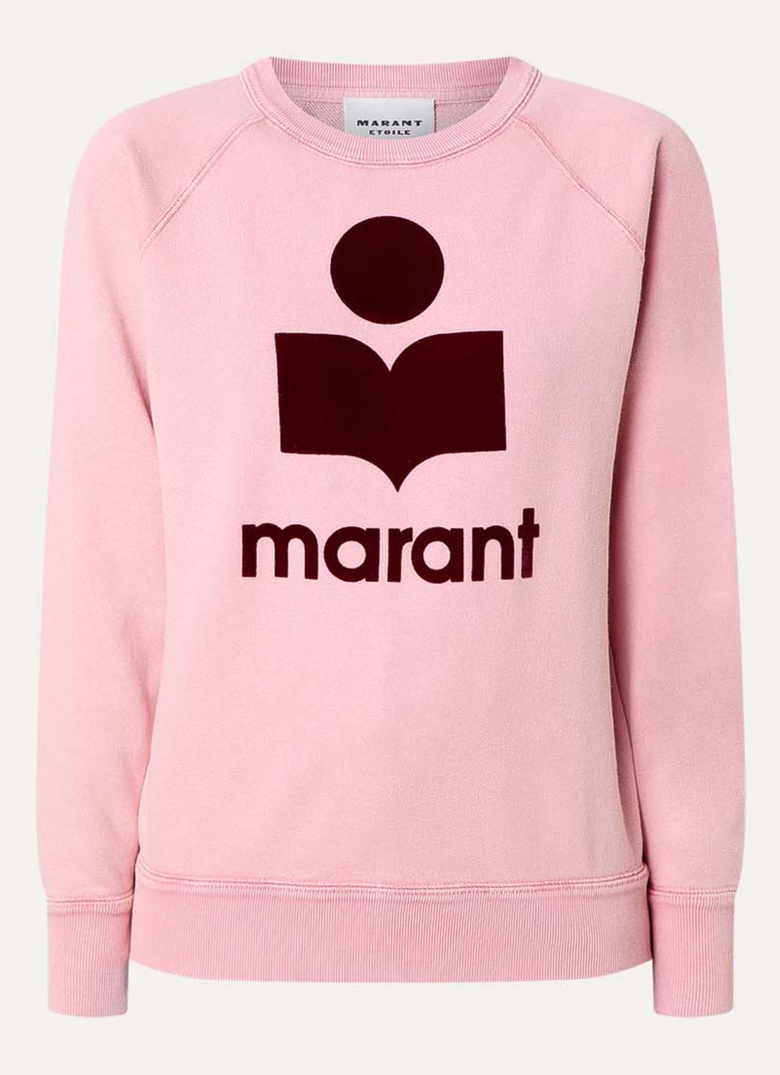 Isabel Marant Milly sweater met gemêleerd dessin en flock logoprint - voorkant 2 zalmroze