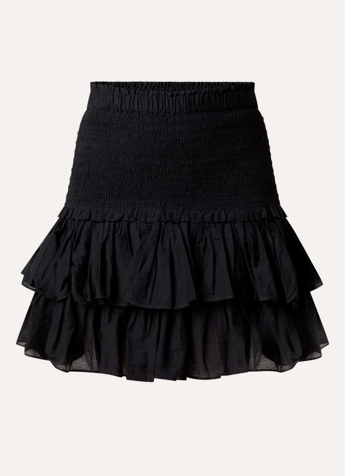 Isabel Marant Minirok met smockwerk en ruches - voorkant zwart