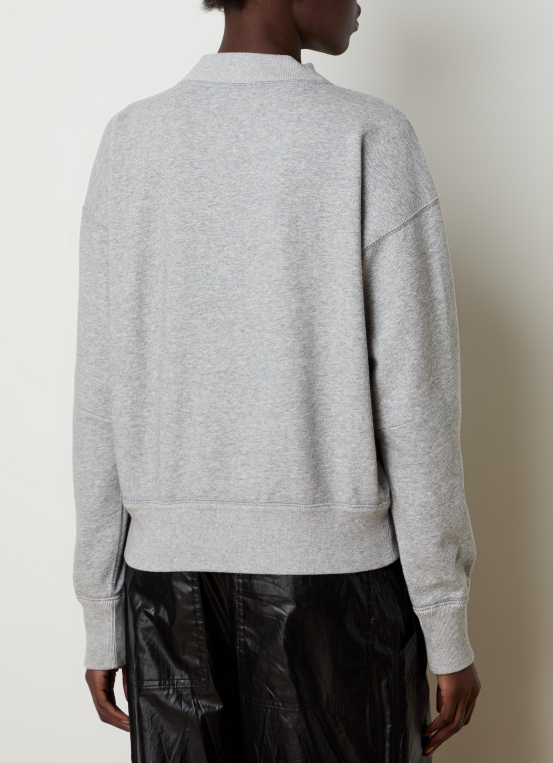 Isabel Marant Moby sweater in  katoenblend met flock logoprint - achterkant 3 grijs