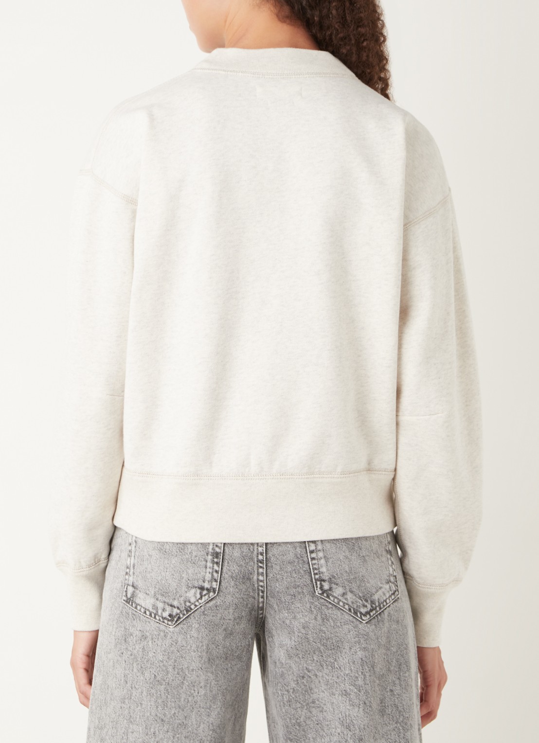 Isabel Marant Moby sweater met flock logoprint en opstaande kraag - achterkant gebroken wit