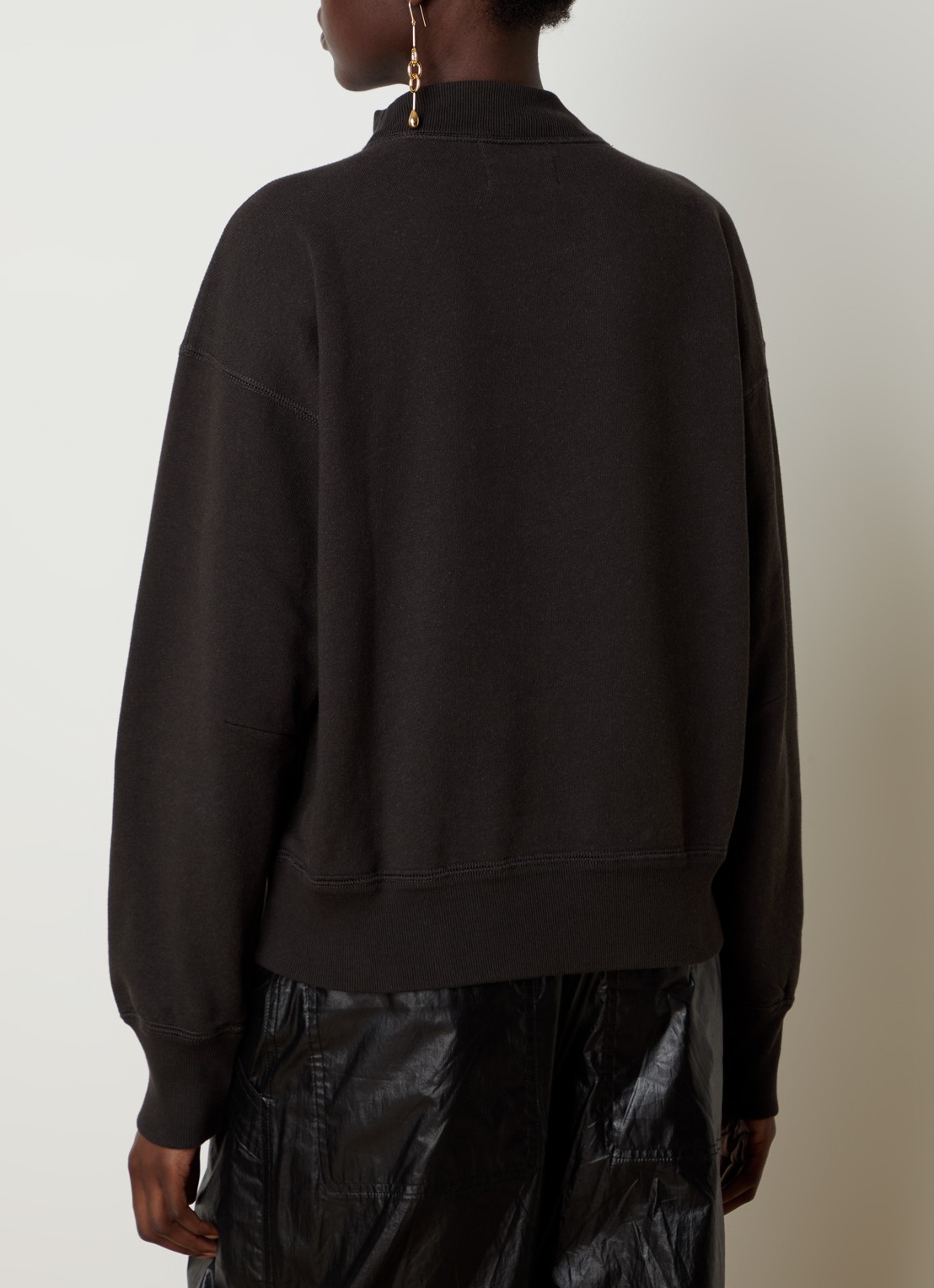 Isabel Marant Moby sweater met flock logoprint en opstaande kraag - achterkant antraciet