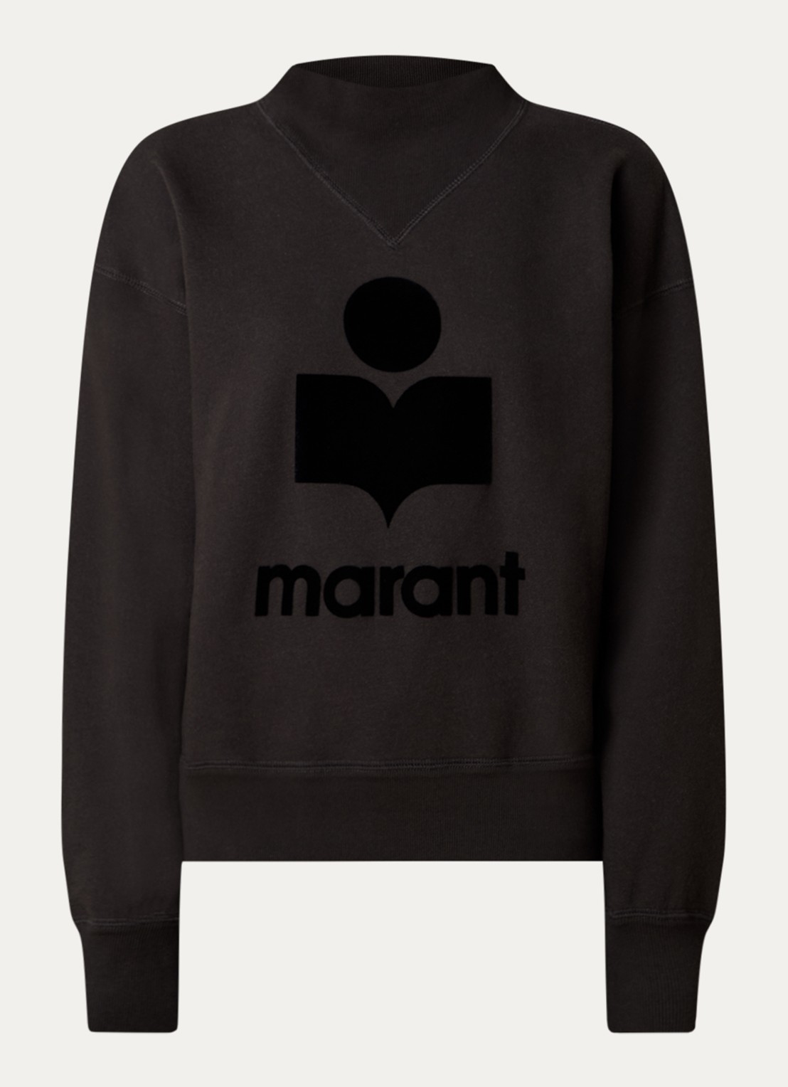 Isabel Marant Moby sweater met flock logoprint en opstaande kraag - voorkant 4 antraciet