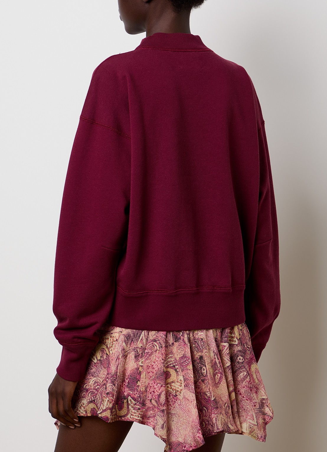 Isabel Marant Moby sweater met flock logoprint en opstaande kraag - achterkant 3 bordeauxrood