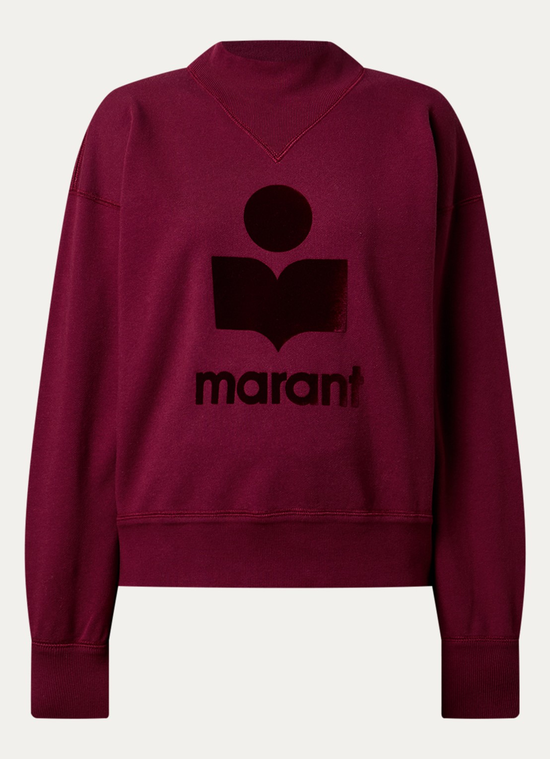 Isabel Marant Moby sweater met flock logoprint en opstaande kraag - voorkant 4 bordeauxrood