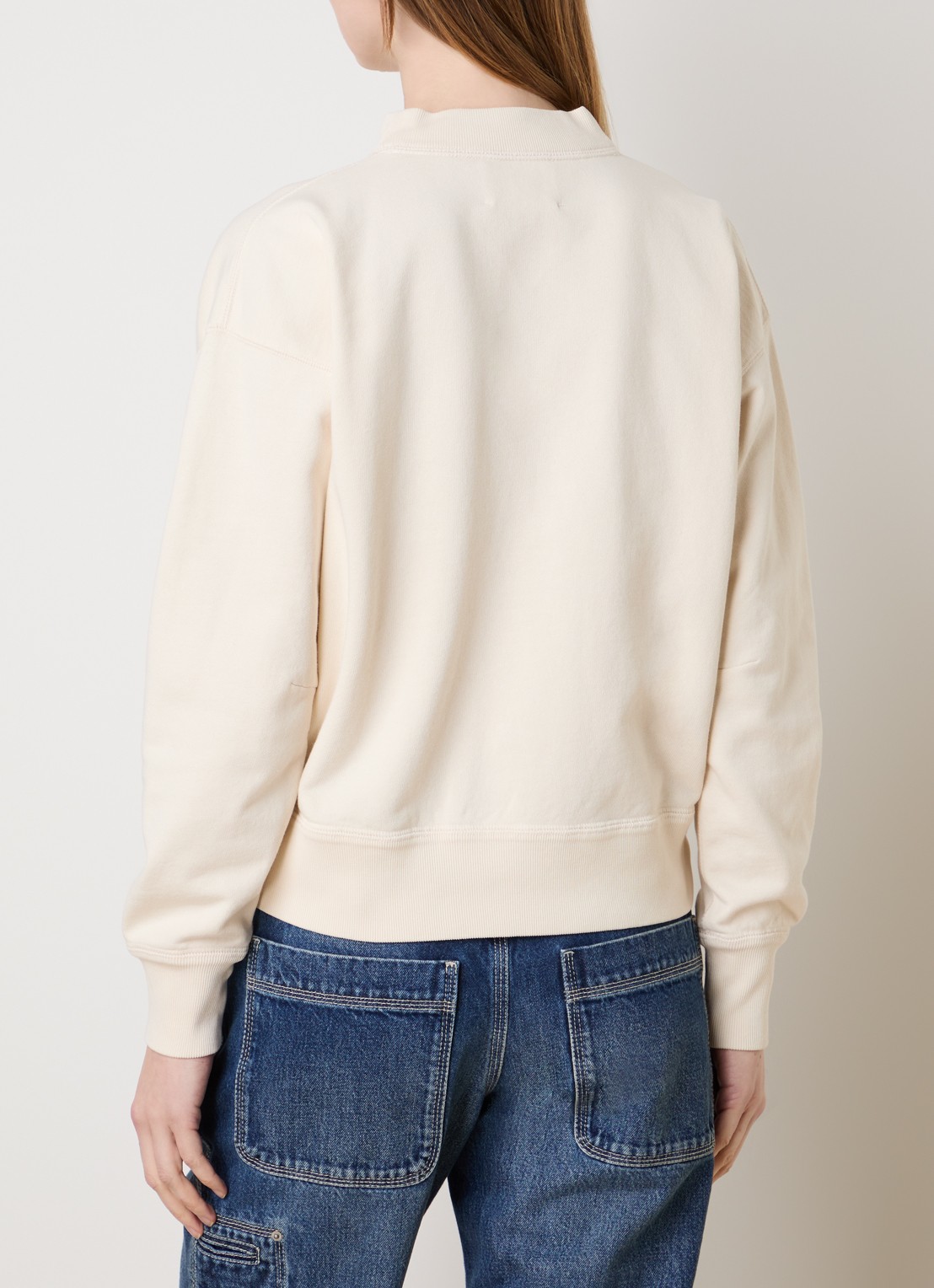 Isabel Marant Moby sweater met flock logoprint en opstaande kraag - achterkant creme