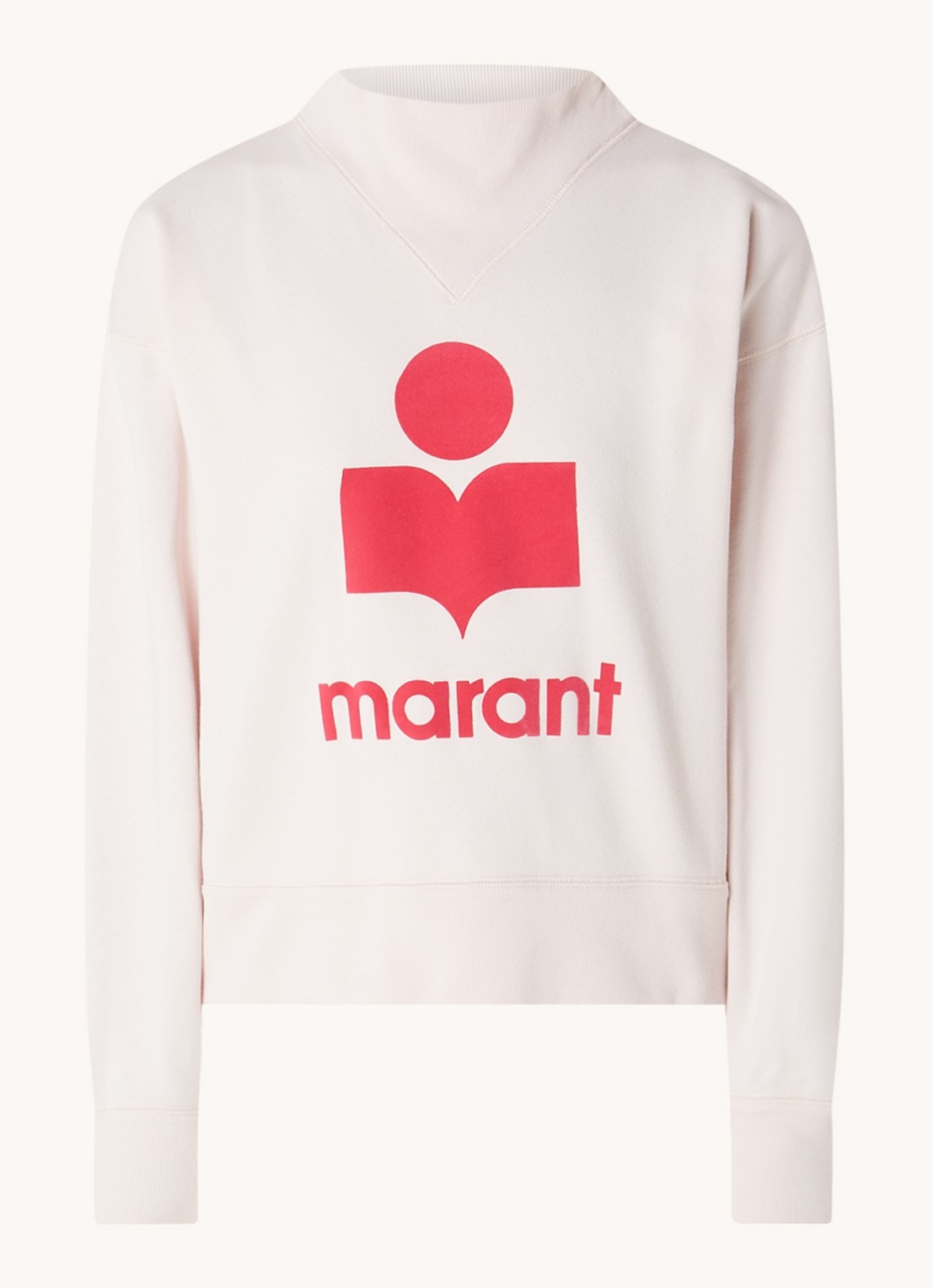 Isabel Marant Moby sweater met flock logoprint  - voorkant 4 lichtroze