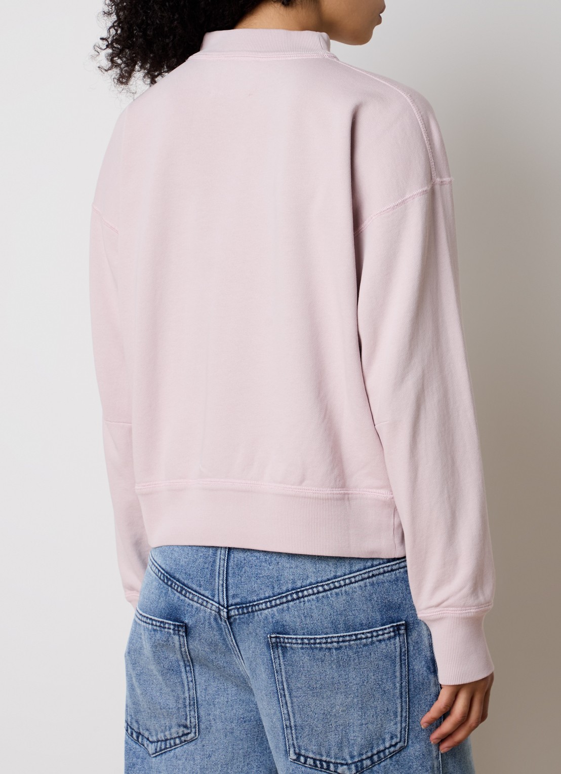 Isabel Marant Moby sweater met flock logoprint  - achterkant lichtroze