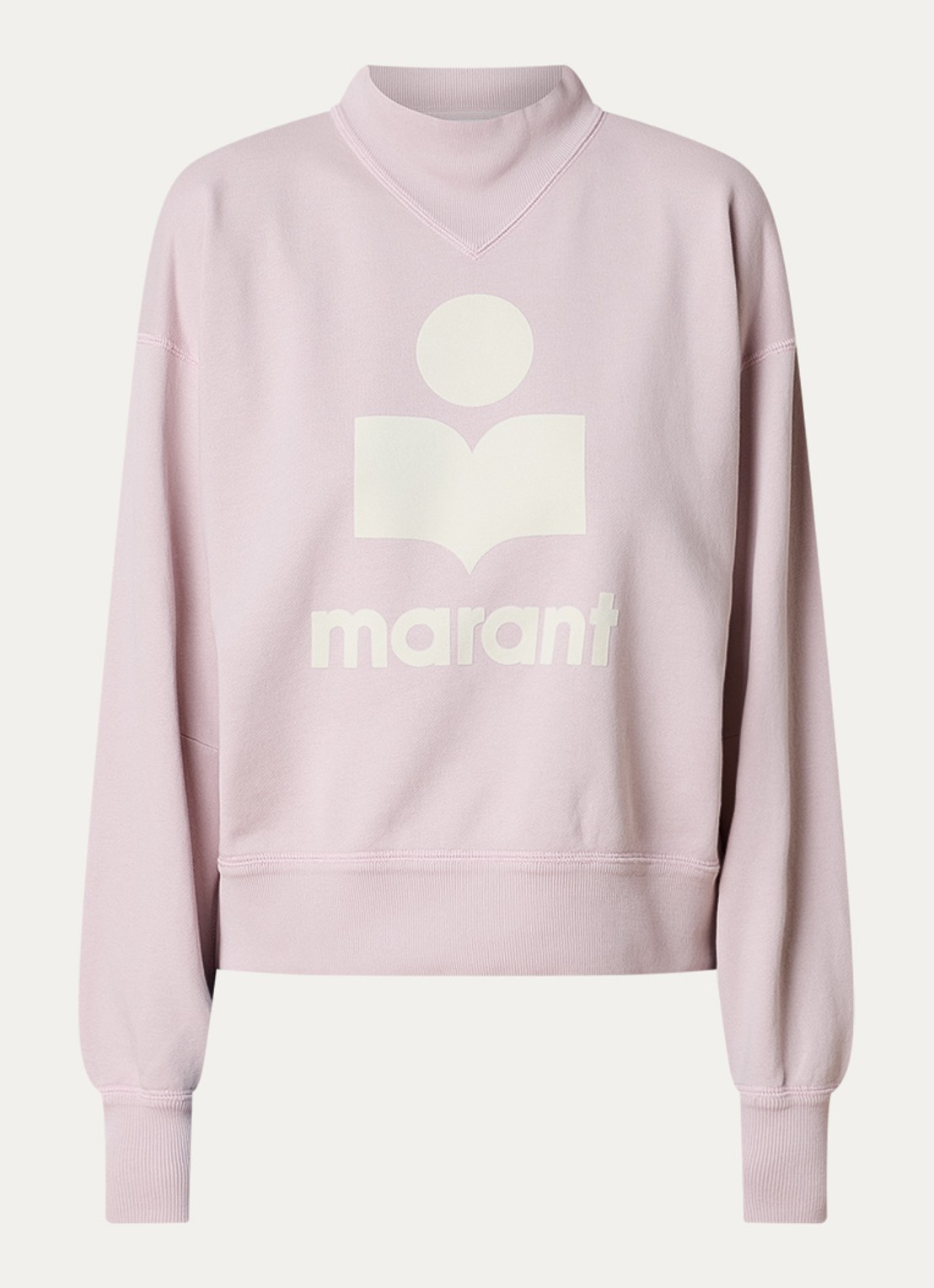 Isabel Marant Moby sweater met flock logoprint  - voorkant 4 lichtroze