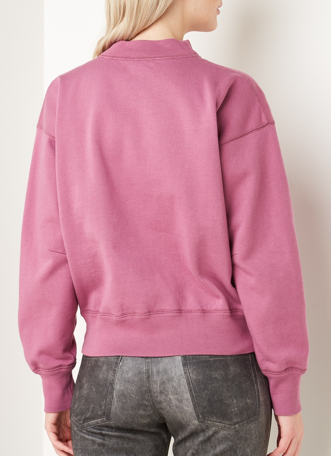 Isabel Marant Moby sweater met flockprint - achterkant 4 roze