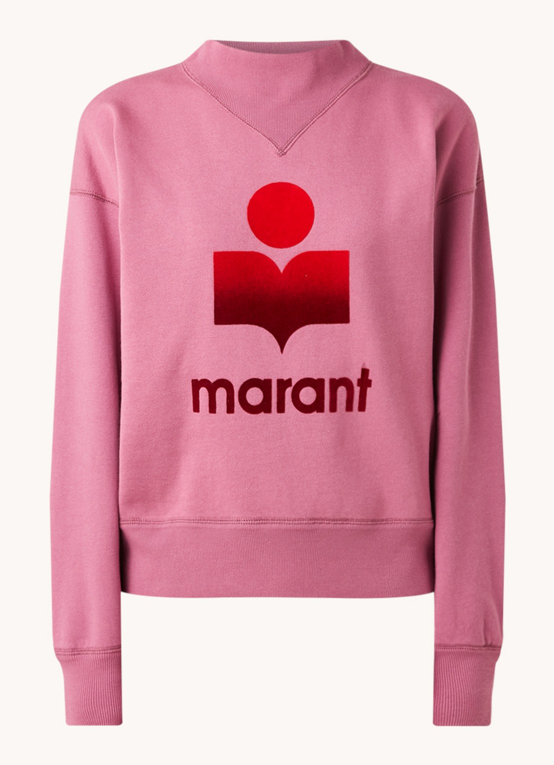 Isabel Marant Moby sweater met flockprint - voorkant 2 roze