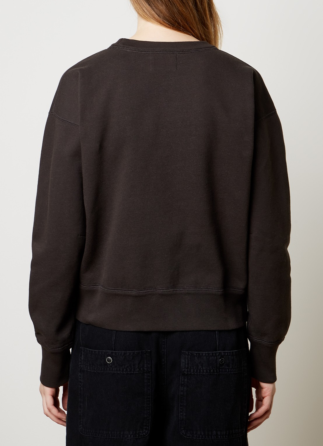 Isabel Marant Mobyli sweater met flock logoprint - achterkant 3 antraciet