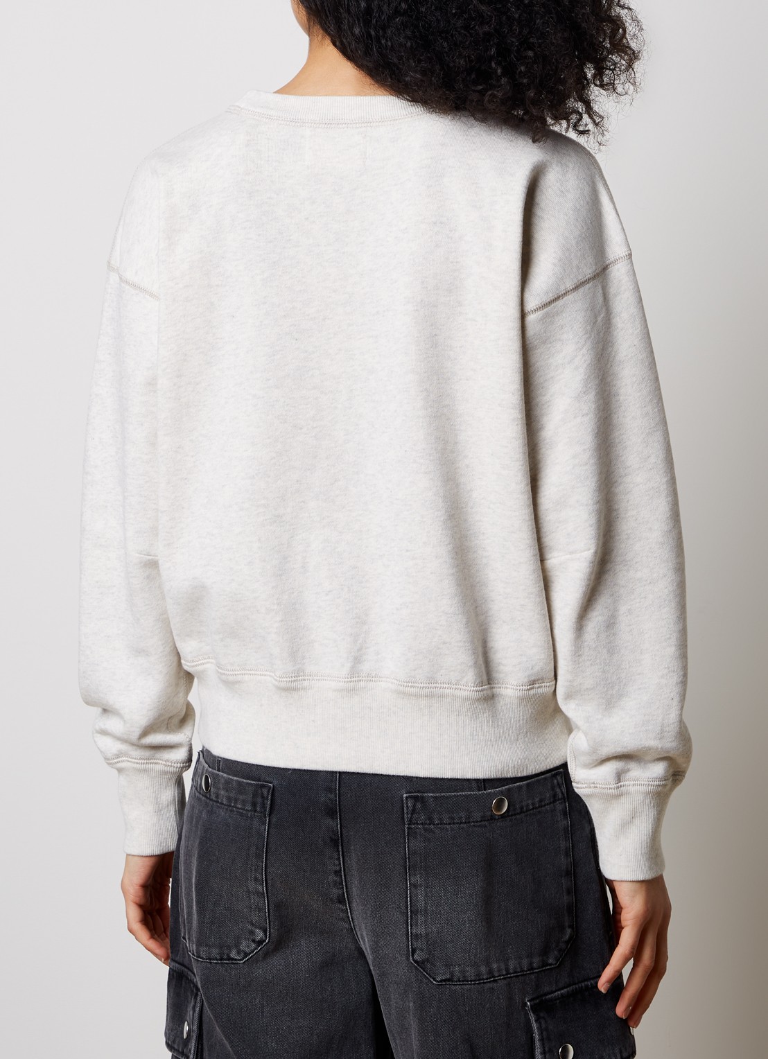 Isabel Marant Mobyli sweater met flock logoprint - achterkant 3 grijsmele