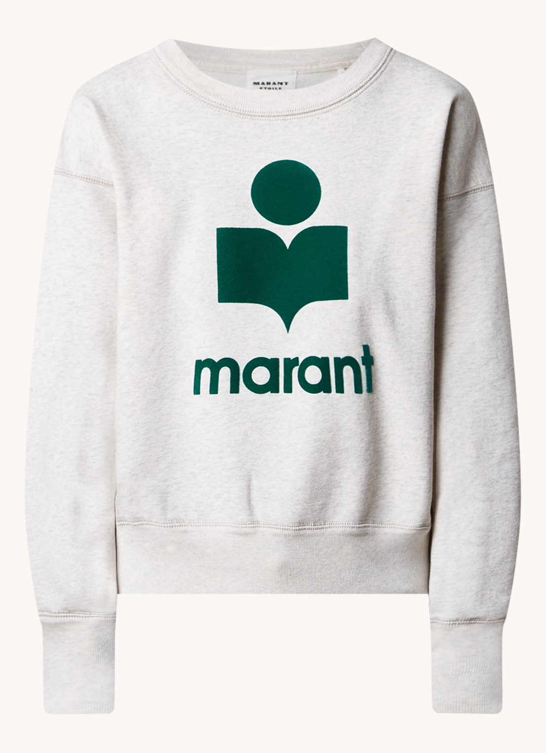 Isabel Marant Mobyli sweater met flock logoprint - voorkant 4 grijsmele