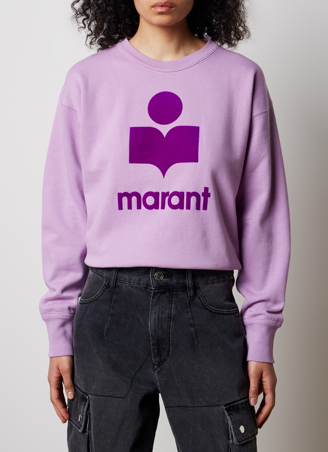 Isabel Marant Mobyli sweater met flock logoprint - detail 4 lila