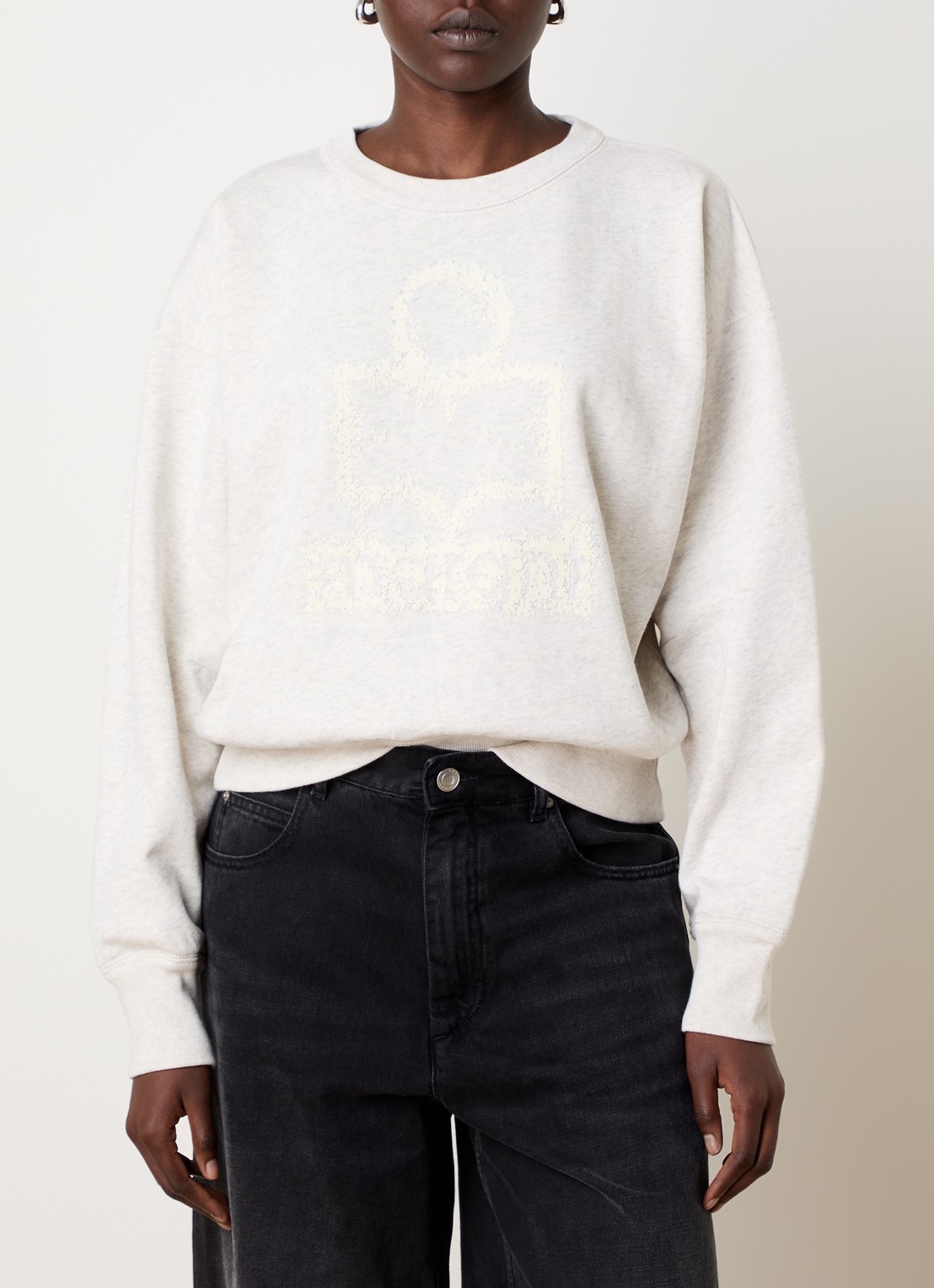Isabel Marant Mobyli sweater met flock logoprint - detail 3 creme