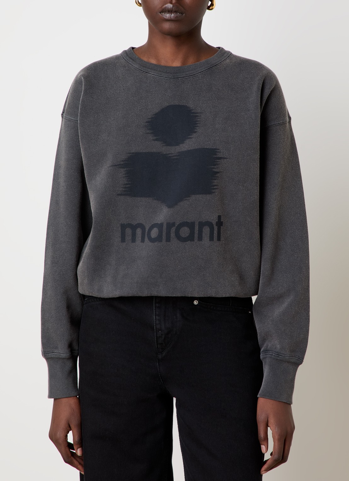 Isabel Marant Mobyli sweater met logoprint - detail 4 antraciet