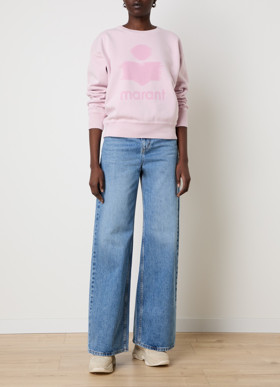 Isabel Marant Mobyli sweater met logoprint - voorkant 2 lichtroze