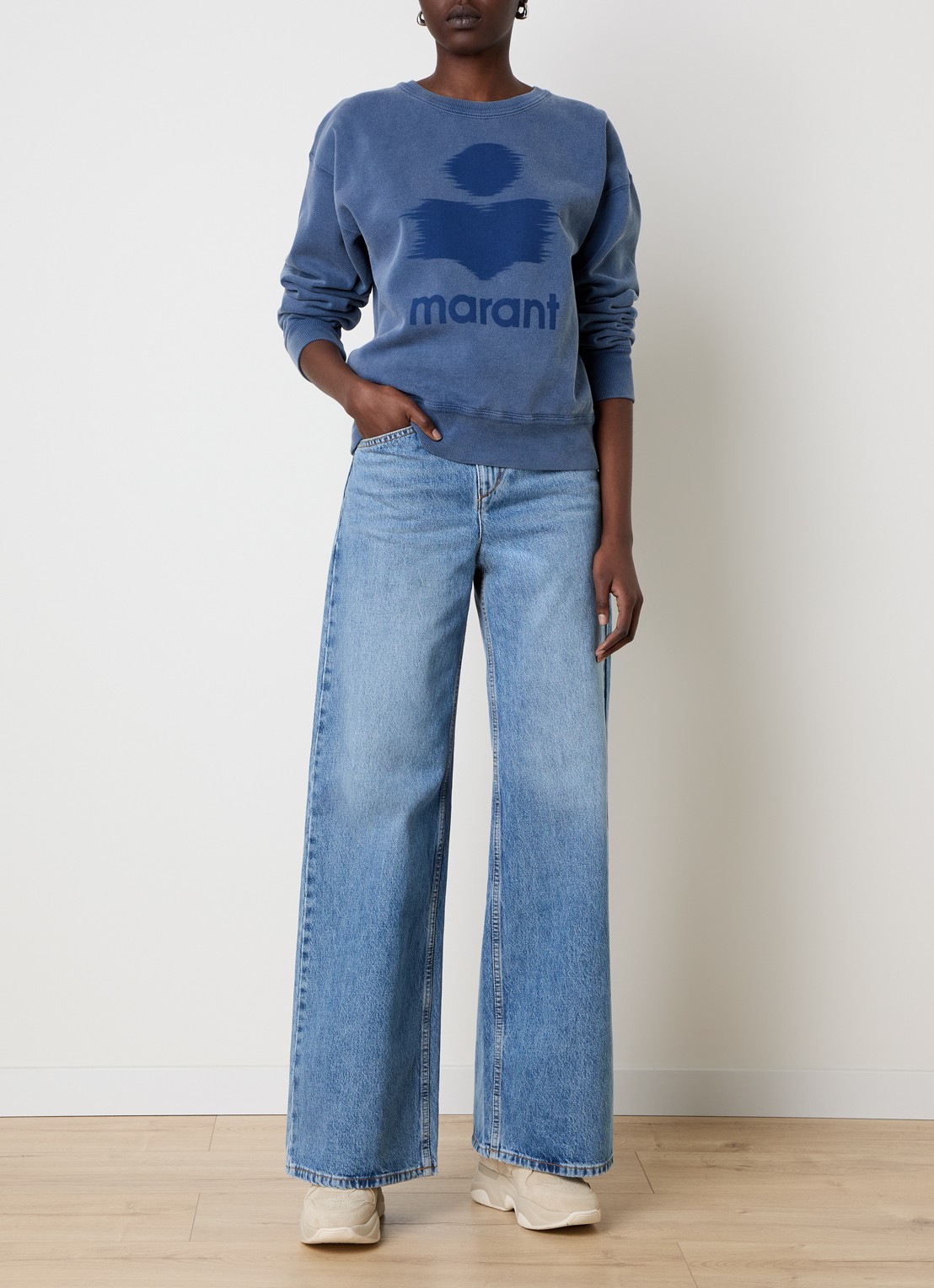 Isabel Marant Mobyli sweater met logoprint - voorkant 2 indigo
