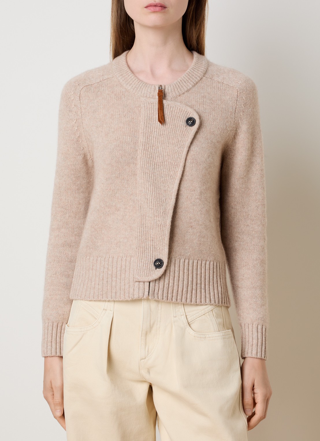 Isabel Marant Murielle fijngebreid vest in kasjmierblend met asymmetrisch detail - detail beige